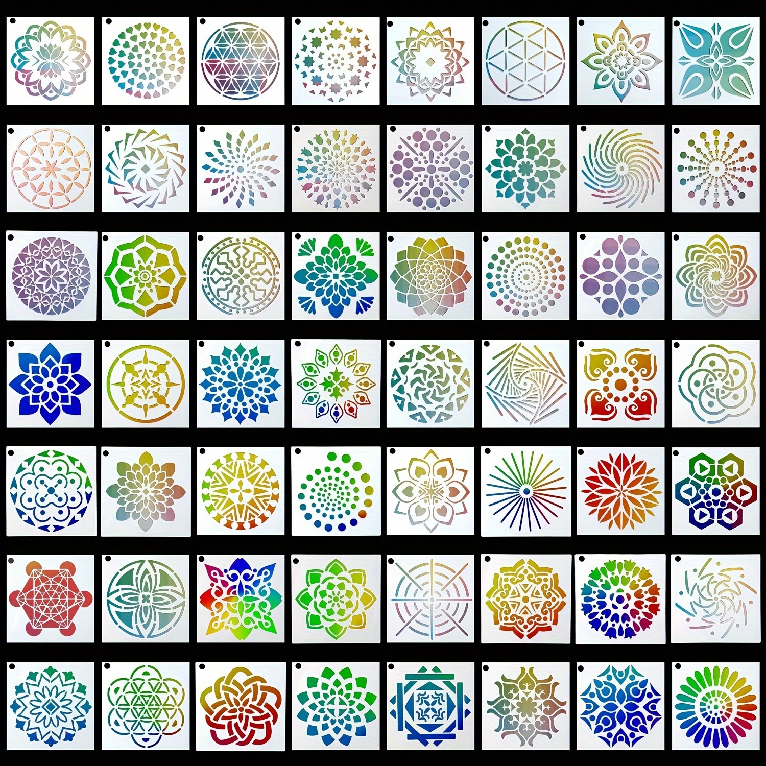 Image of New 56 Models Mandala Painting Template Pet Mandala Stone Spray Painting Decoration Diy Hollow Template