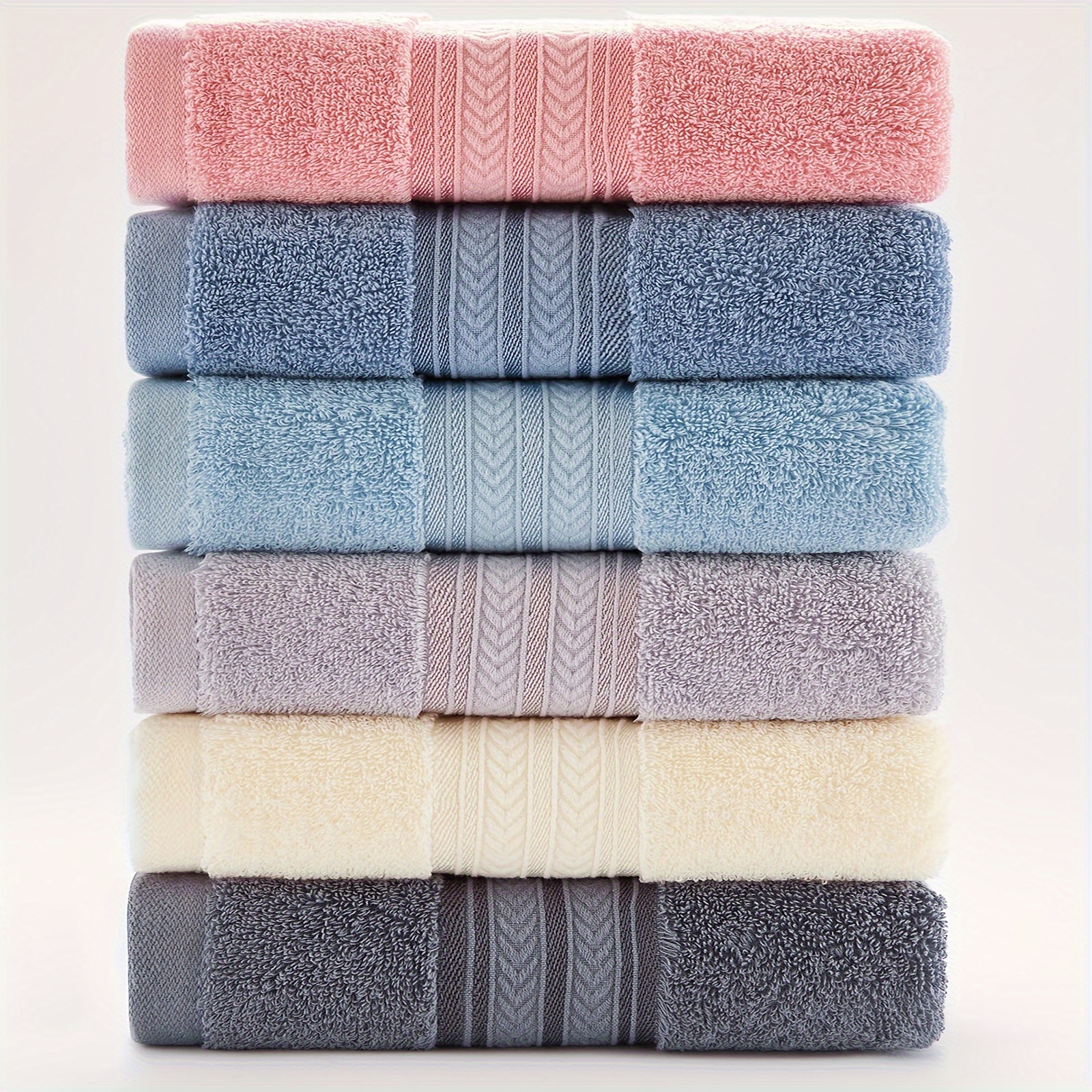 

6pcs Cotton Towel Set, Absorbent & Quick-drying Face Towel, Super Soft & Thickened Bathing Towel, For Home Bathroom, Ideal Bathroom Supplies