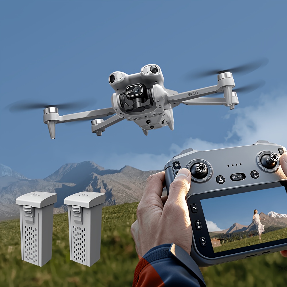Gt50 Brushless Rc Drone With 4.5-inch Screen Remote Controller, Hd Dual Camera, Hover, Intelligent Obstacle Avoidance, Gesture Photo, App Control, 360° Flip And Mode