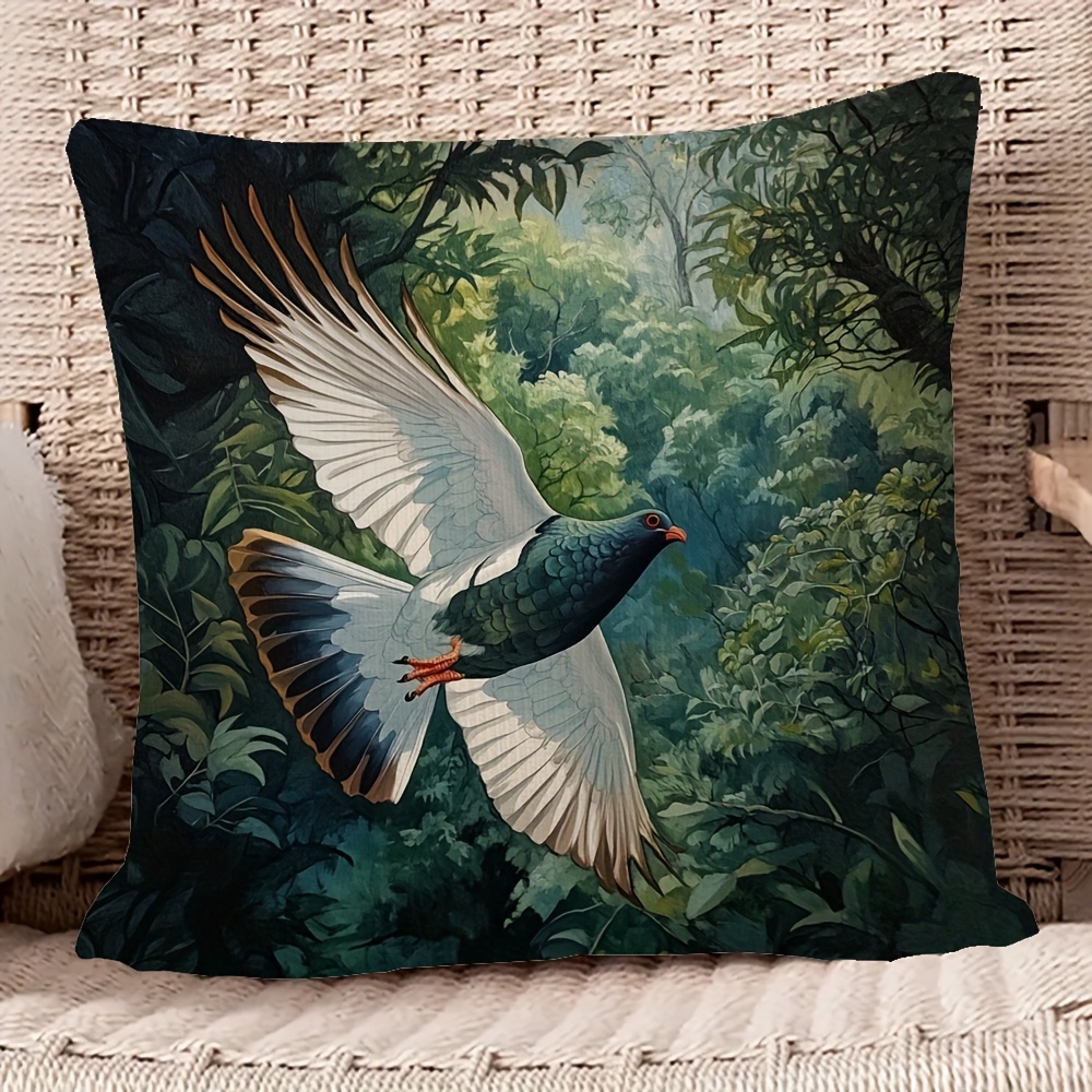 TEMU 1pc, Gliding Through Double-sided Printed Short Plush Pillow Cover, 18x18inch, Suitable For Sofa Living Room Bedroom, No Pillow Core, 2d Flat