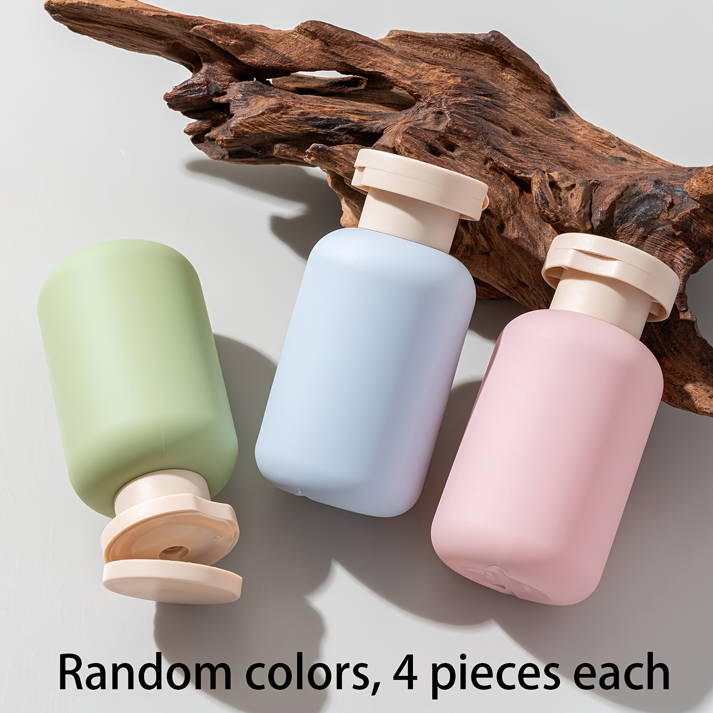 TEMU 4pcs Set, Random Colors, Travel Multi-functional Lotion Bottles – Slip-resistant, Refillable Plastic Containers With Flocked Caps And Bodies,