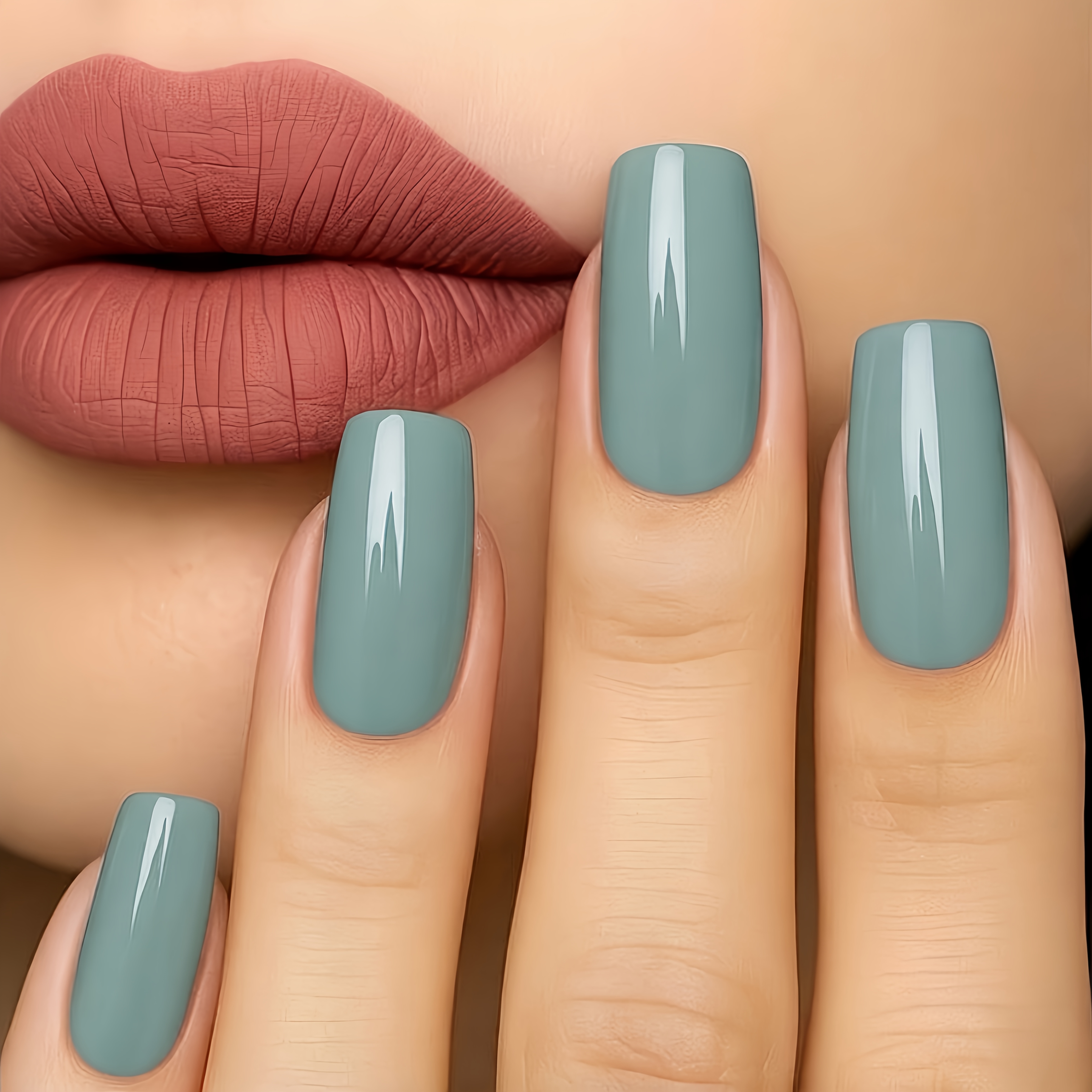 TEMU 24 Unghie Finte Quadrate Verde - Unghie Moderne Estive Lunghezza con Colla Gelatinosa e Lima per Unghie per Donne e