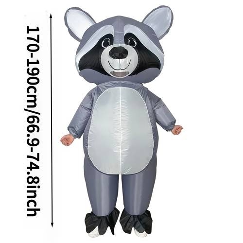 raccoon costume inflatable suit with battery usb inflation system battery raccoon outfit for halloween christmas parties role play suitable for costume contests battery box included battery not included