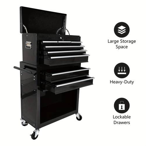 high capacity rolling tool chest with wheels and drawers 8 drawer tool storage black cabinet