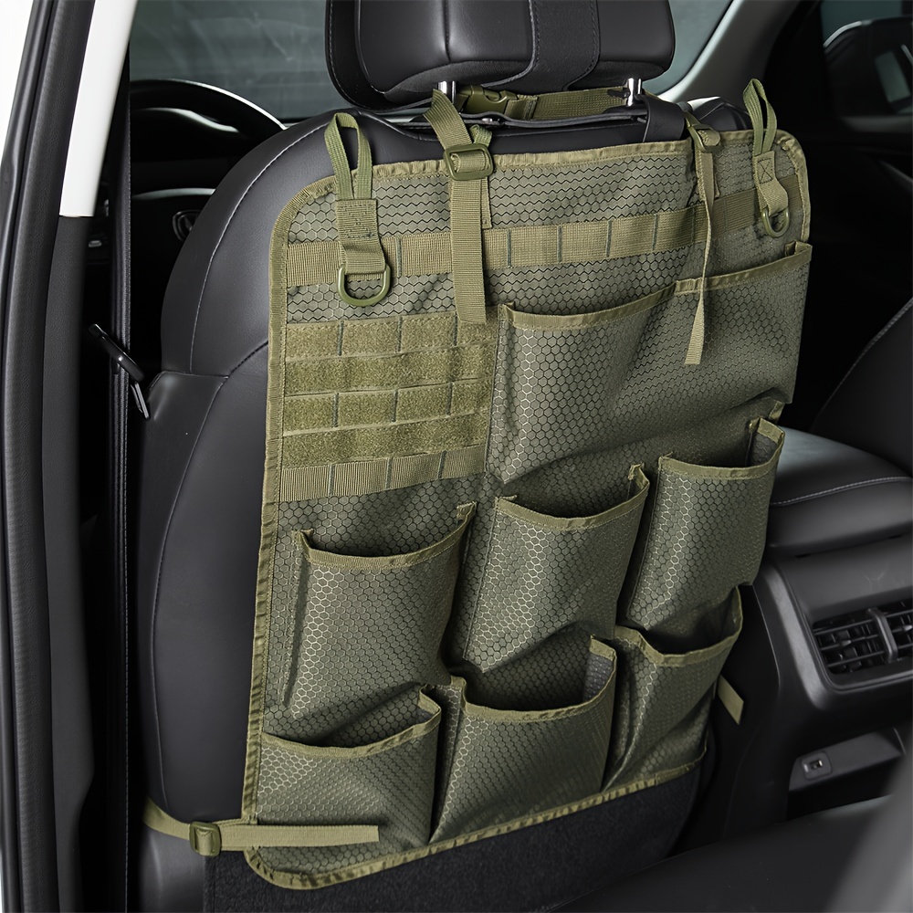 

Tactical Car Seat Back Storage Bag, Universal Car Rear Seat Protector, Upgraded 8 Cup Holder, Tool Accessory Storage Bag, Excellent Gift For Men