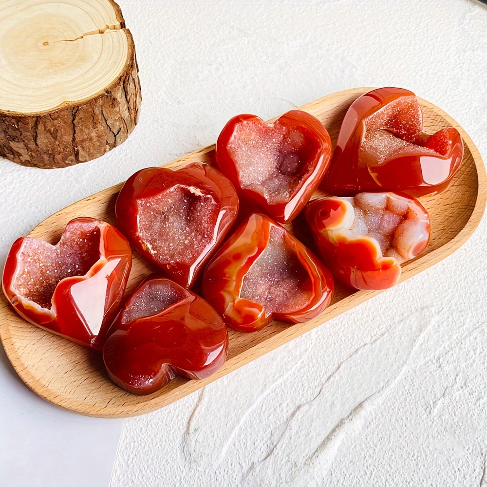 Red Agate Heart Shaped Geode Crystal Cluster with Natural Patterns