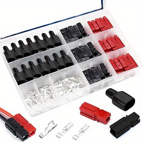 70 stuks 15/30/45 Ampère stroomconnectoren met PVC-hoes 1,5-6mm² (20-10AWG) Snelle loskoppeling stroomconnectoren Snelle loskoppeling terminals connectoren