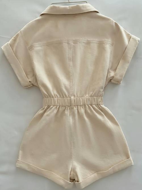frühlings-/herbst-freizeit-jumpsuit für damen mit kurzen ärmeln und schmaler taille