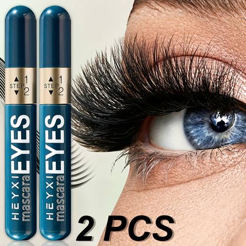 item picture 2pcs 2 in 1 multi effect mascara natural length and volume thick and ed mascara smudge proof long lasting suitable for beginners eye makeup