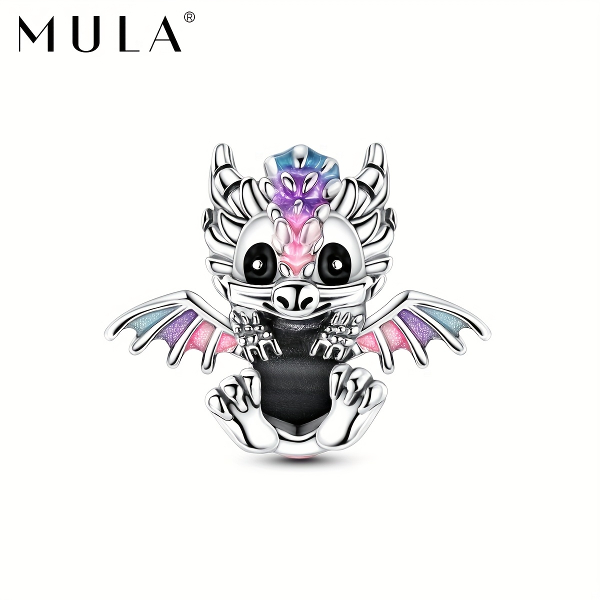 E-shop Silberfarbener Emaille Niedlicher Feuerdrachen Perlen Charm für Original Armband Halskette Herstellung Perlen Anhänger für Mythische Party