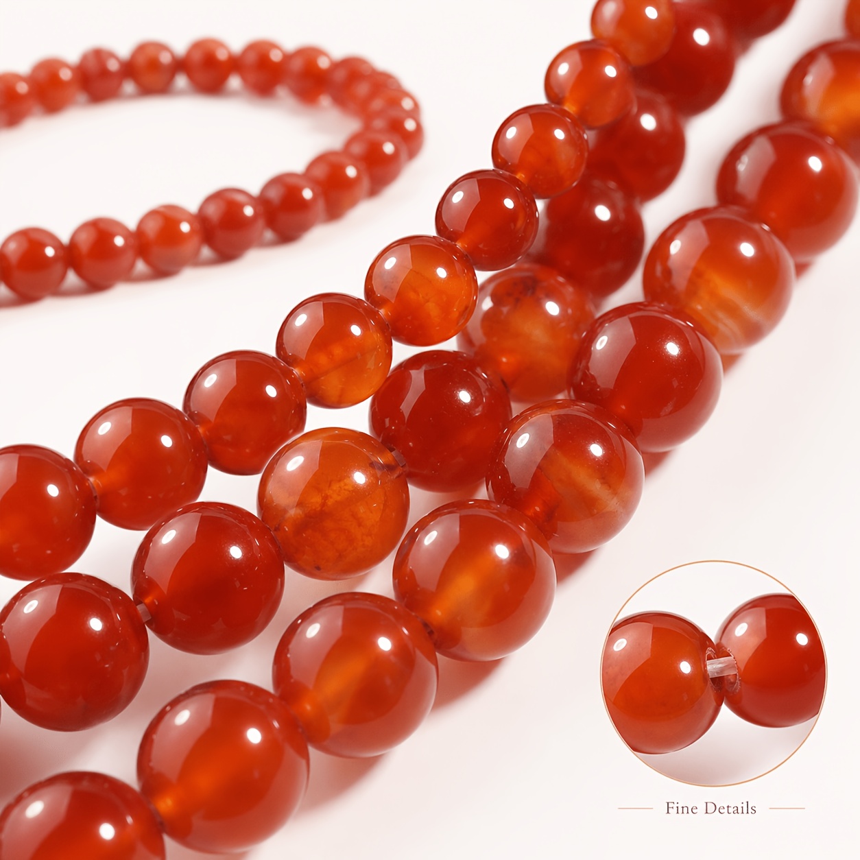 Red Agate Round Beads Loose Polished Smooth Beads