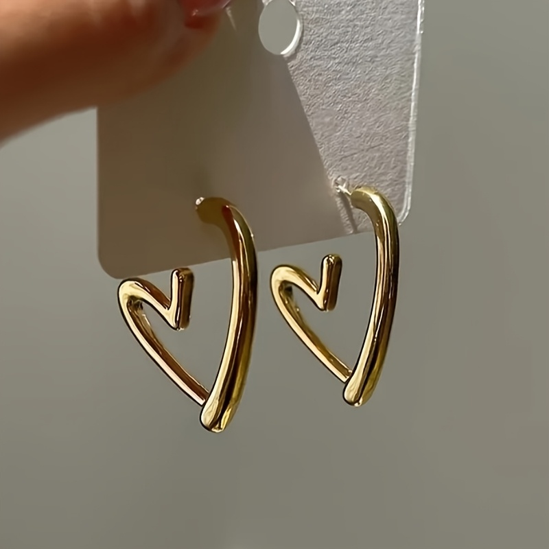 TEMU Pendientes de Botón de para Mujeres, Diseño Minimalista con Muesca, Aleación, Versátiles para Uso Diario, Perfectos para de San Valentín