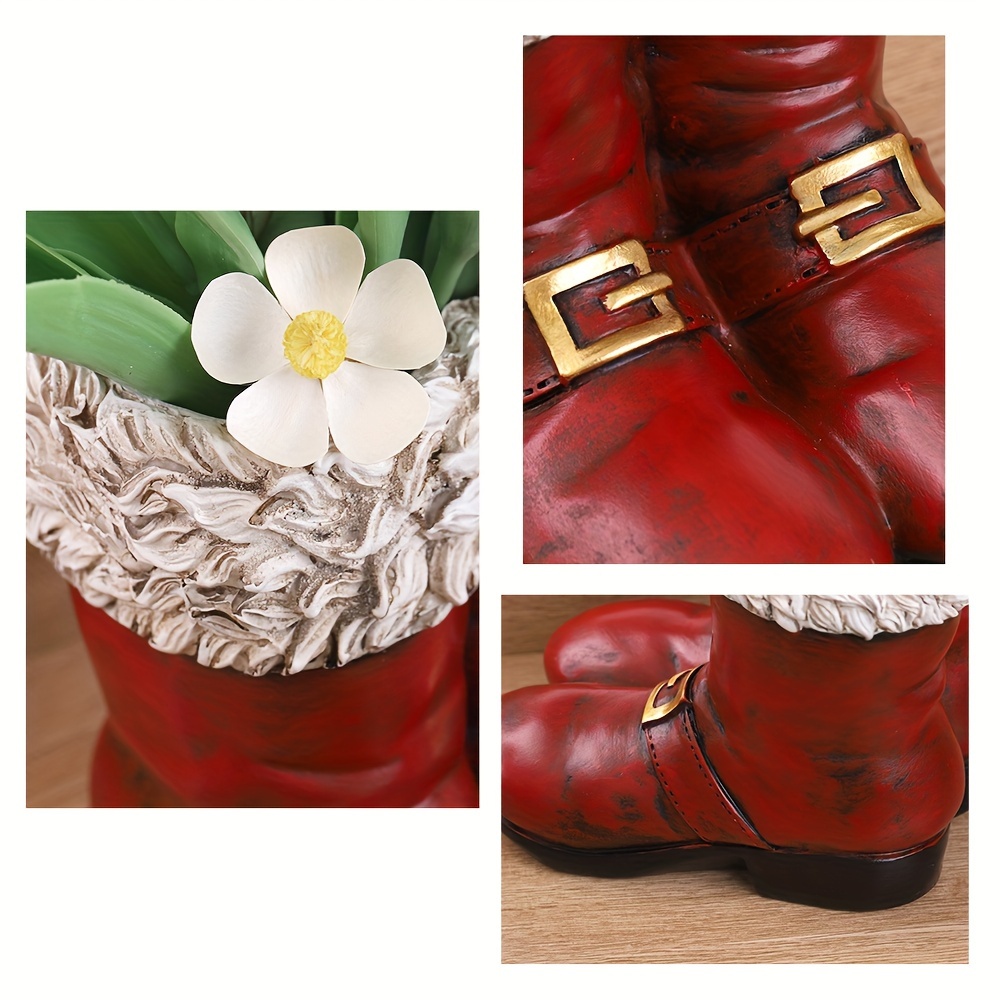 a 7 inch red white resin shoe santa claus boots christmas - Temu