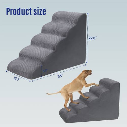 5 tier dog stairs for bed and couch non slip foam dog steps designed for small pets senior dogs and cats with joint for high