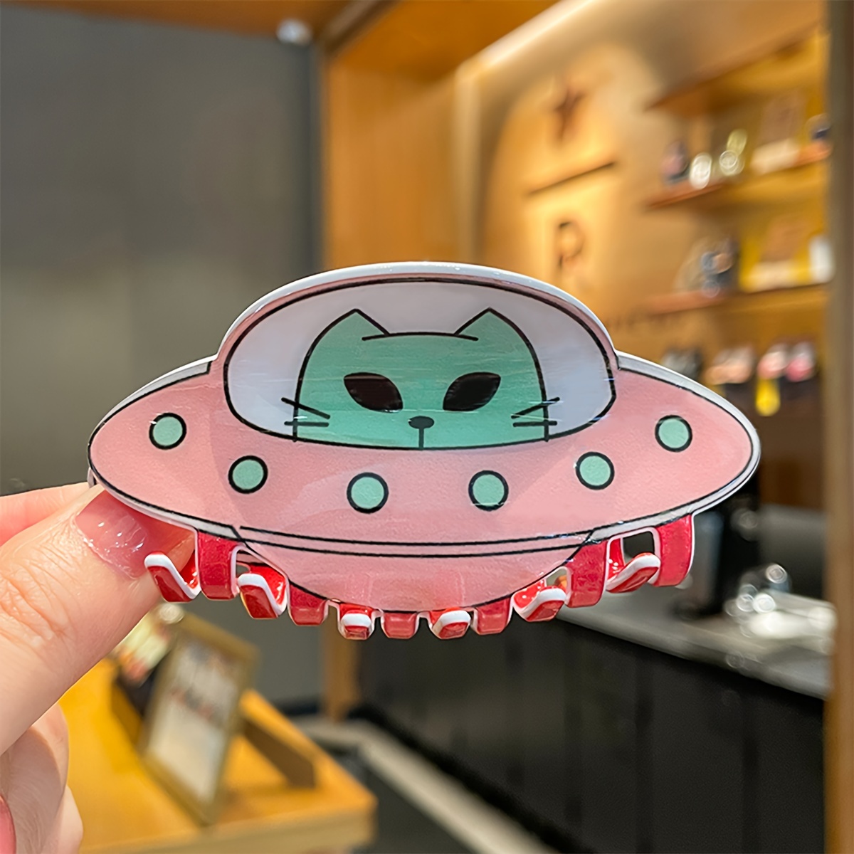 

1pc Cute And Ufo Cartoon Hair Clip - Acrylic Material, Suitable For Daily Styling And Fun , Single Piece Headwear With