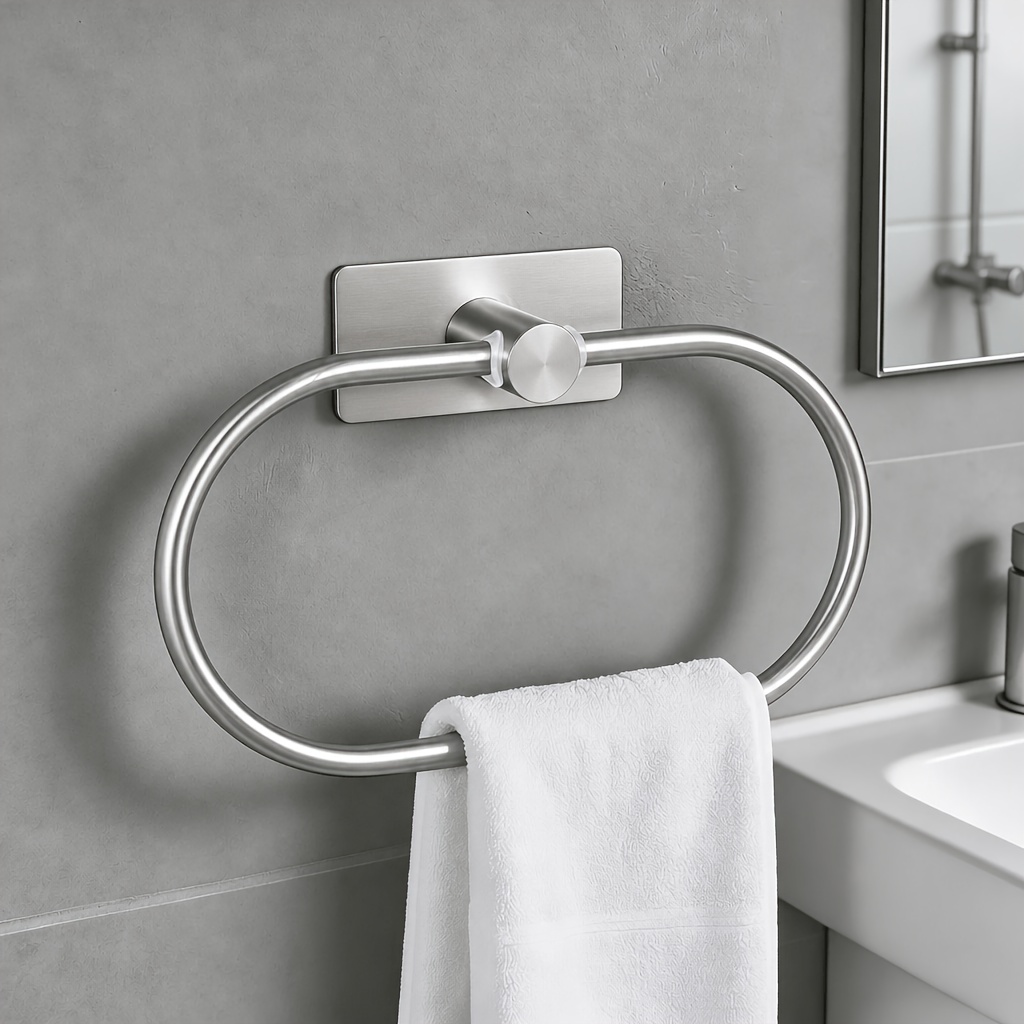 TEMU Anneau de serviette multifonctionnel, étanche et perçage, parfait pour les de bains, les cuisines et les camping-cars, adapté à diverses murs,