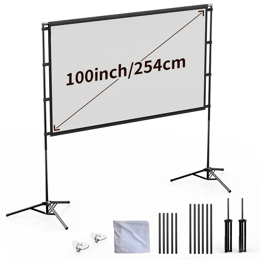 TEMU Portable 120-inch Projector Screen With Stand Suitable For , Theater & Travel, Wrinkle-free 4k Hd Indoor/outdoor Movie Screen, Rear/front