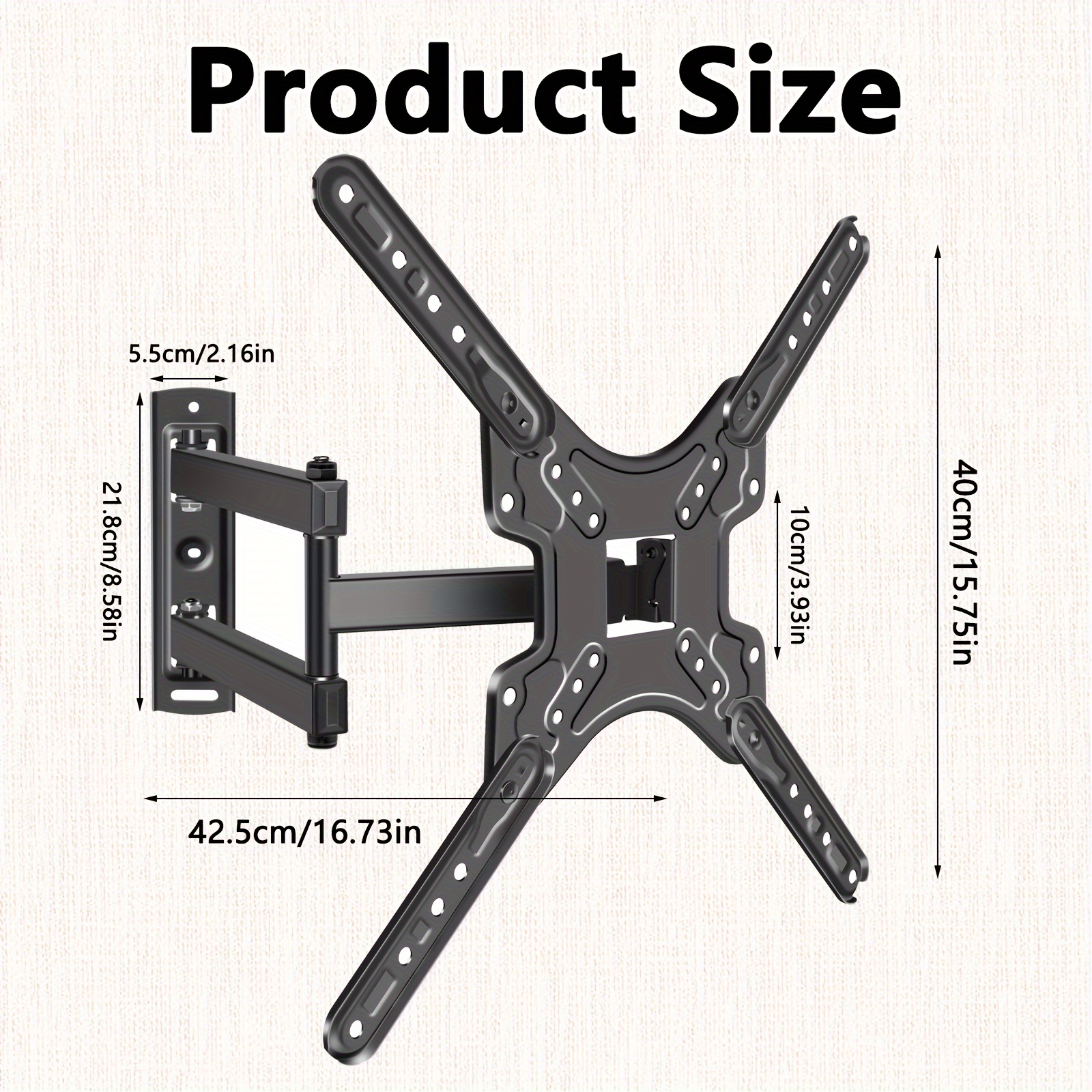 TEMU Full Motion Tv Mount, Swivel Articulating Tilt Tv Wall Mount For 26-60 Inch Led, , Wall Mount Tv Bracket With Vesa 400x400mm Up To 66 Lbs, Perfect Center Design