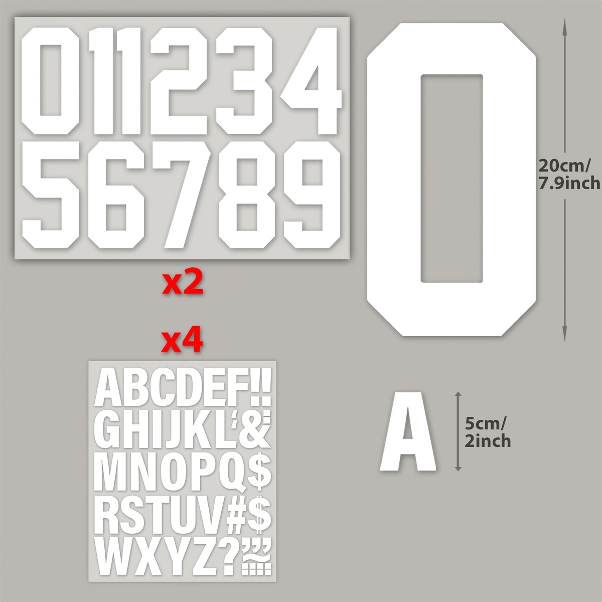 TEMU 6 Sheets Featuring Black And White Numbers With A Height Of 20 Cm (7.9 Inches) And Letters Measuring 5 Cm (2 Inches). Are Heat Transfer Stickers