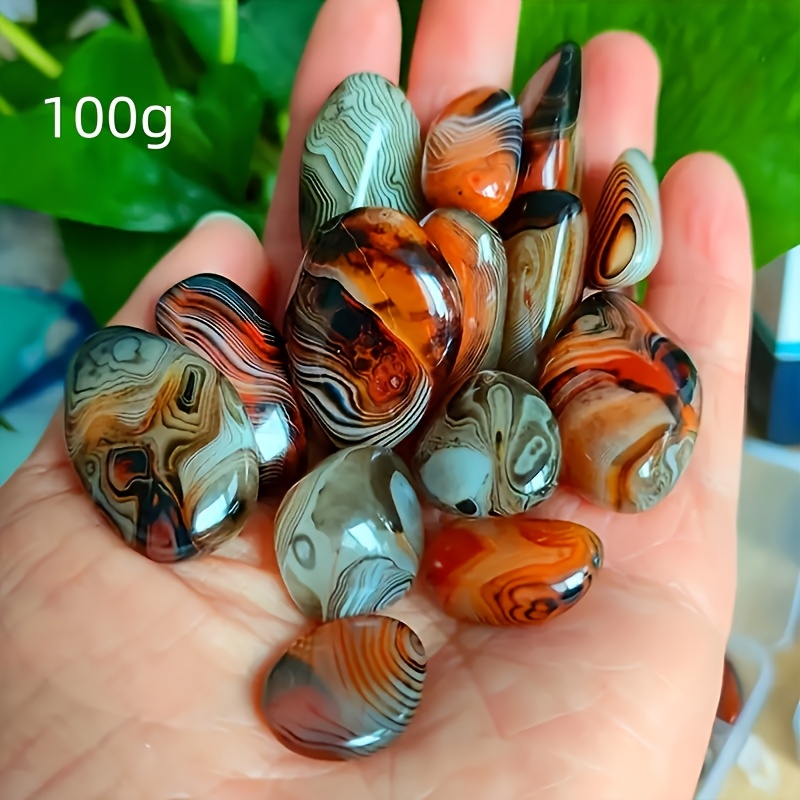 E-shop 100g Einzigartige Natürliche Achat Polierte Steine, Verschiedene Muster, Heimdekoration, Pflanzgefäß- & Aquariumakzente,