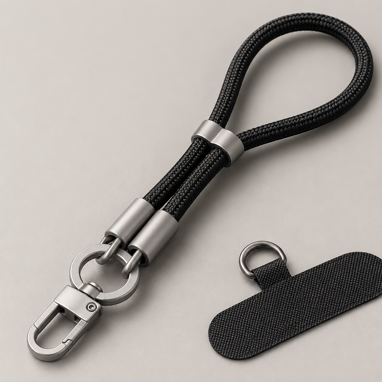TEMU Black Cell Phone Wrist Strap With Tether Tab, Adjustable 15cm/5.9in Polyester Wristlet Lanyard, Clip Phone Holder For Men Women, Travel, Work &