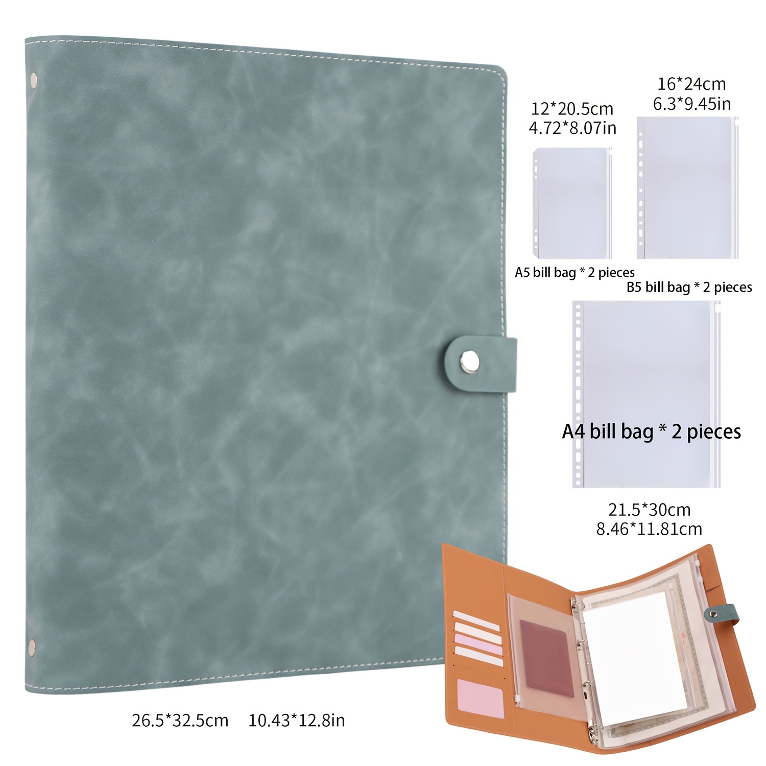 E-shop A4 Soft Leder Ordner (1 Stück A4 Hülle + Zwei A5/A4/B5 Aufbewahrungsbeutel je), Archivbuch mit separaten (A5 B5 A4) * 2 Rechnungsbeutel