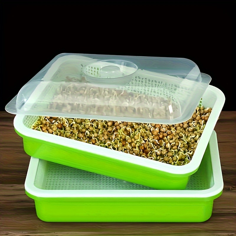 

5 Sets, Germination Tray Seed Growth Tray, Hydroponic Soilless Seed Germinator, Pea, Mung Bean, Peanut, Wheat, Cat Grass Germination Tray Kit (with Cover)