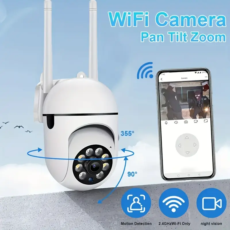 1080p hd wifi камера безпеки з ptz, розумним відстеженням & голосовими попередженнями - повнокольоровий денний/нічний візор, usb-живлення, двосторонній аудіоінтерком для домашньої безпеки 2
