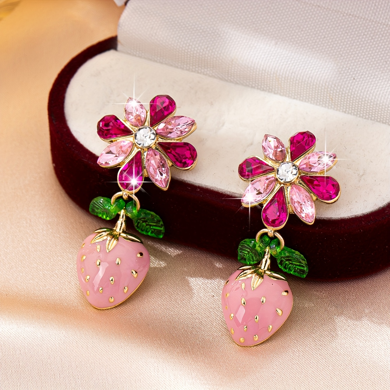 Women's Elegant Vibrant Luxurious Premium Metallic Floral Enamel Earrings