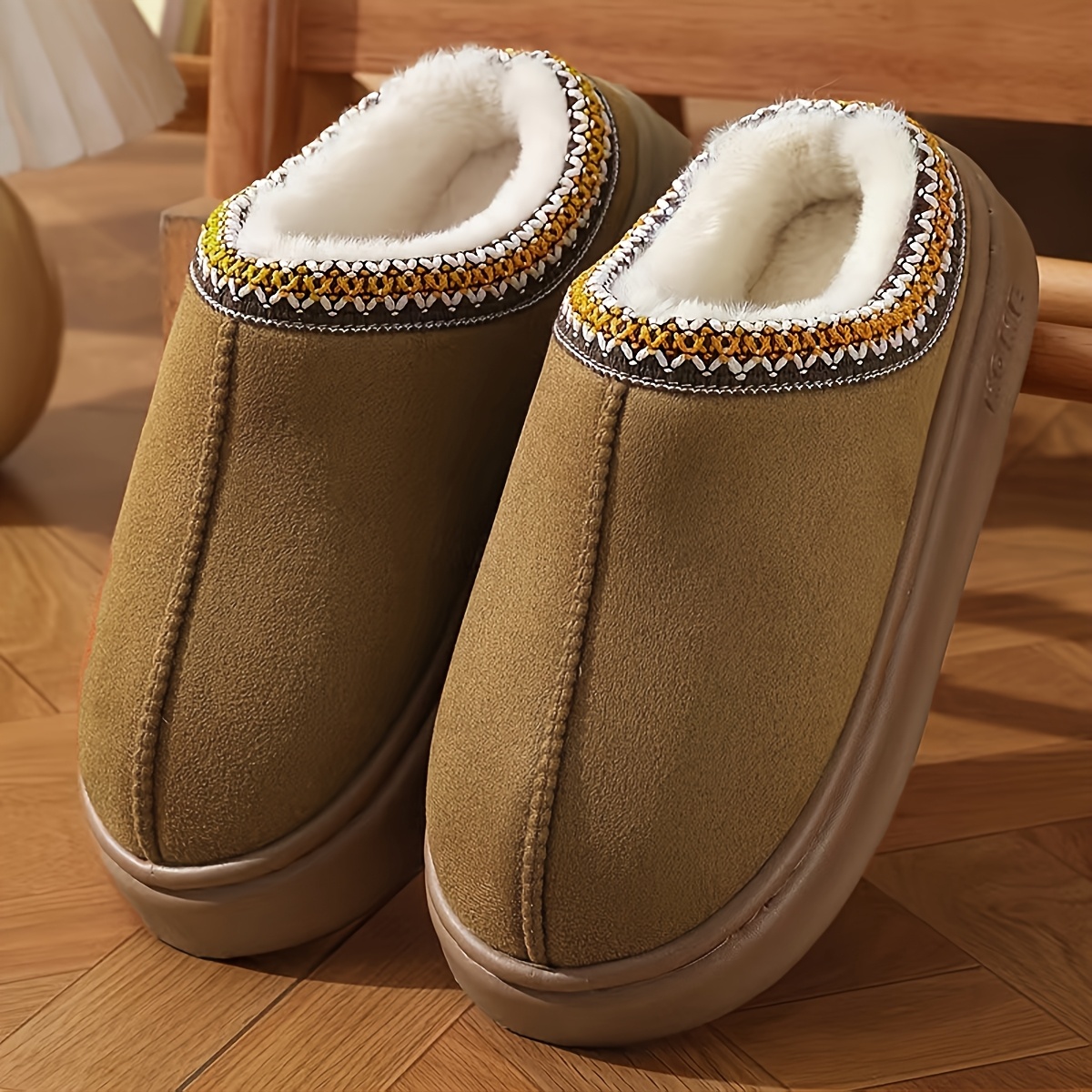 womens cozy fleece lined slippers soft sole winter warm indoor outdoor shoes with non slip eva sole details 3