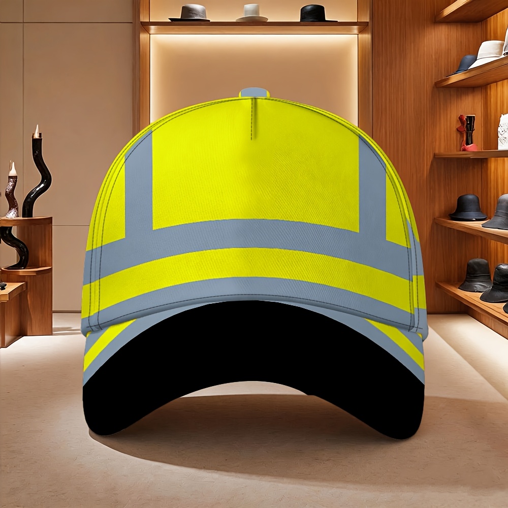 TEMU Safety Vest, Street Style And Safety-, Crew Neck Short Sleeves, Slightly Stretchy And Comfortable. Printed Adjustable Snap-button Hat,