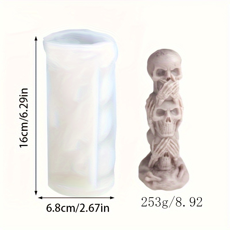 1pc Halloween Pillar Candle Silicone Mold - Spooky Skeleton Design For Diy Candle Making, Halloween Decorations & Gifts