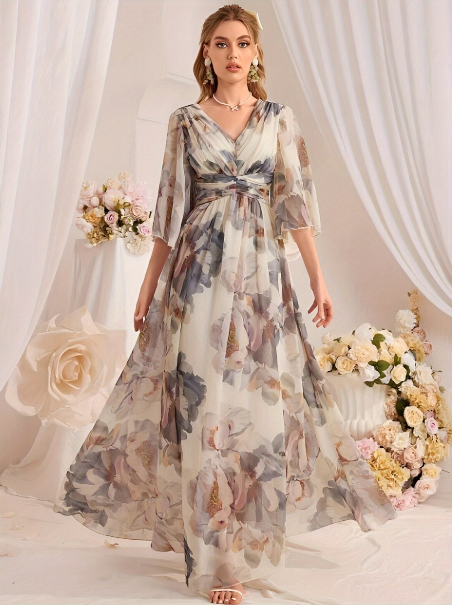 knee length dresses for ladies Simple Long 3/4 Sleeve Lace Wedding Dress main image 1