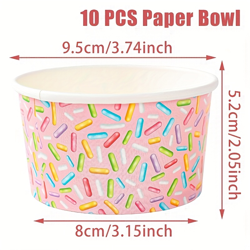 Image of 10pcs, Party Packs, Pink Paper Bowls, Colorful Candy Pattern Paper Bowls, Shower Party Supplies, Wedding Bridal Party Gifts, Event Party Table Centerpiece Decoration, Happy Birthday Party Decoration