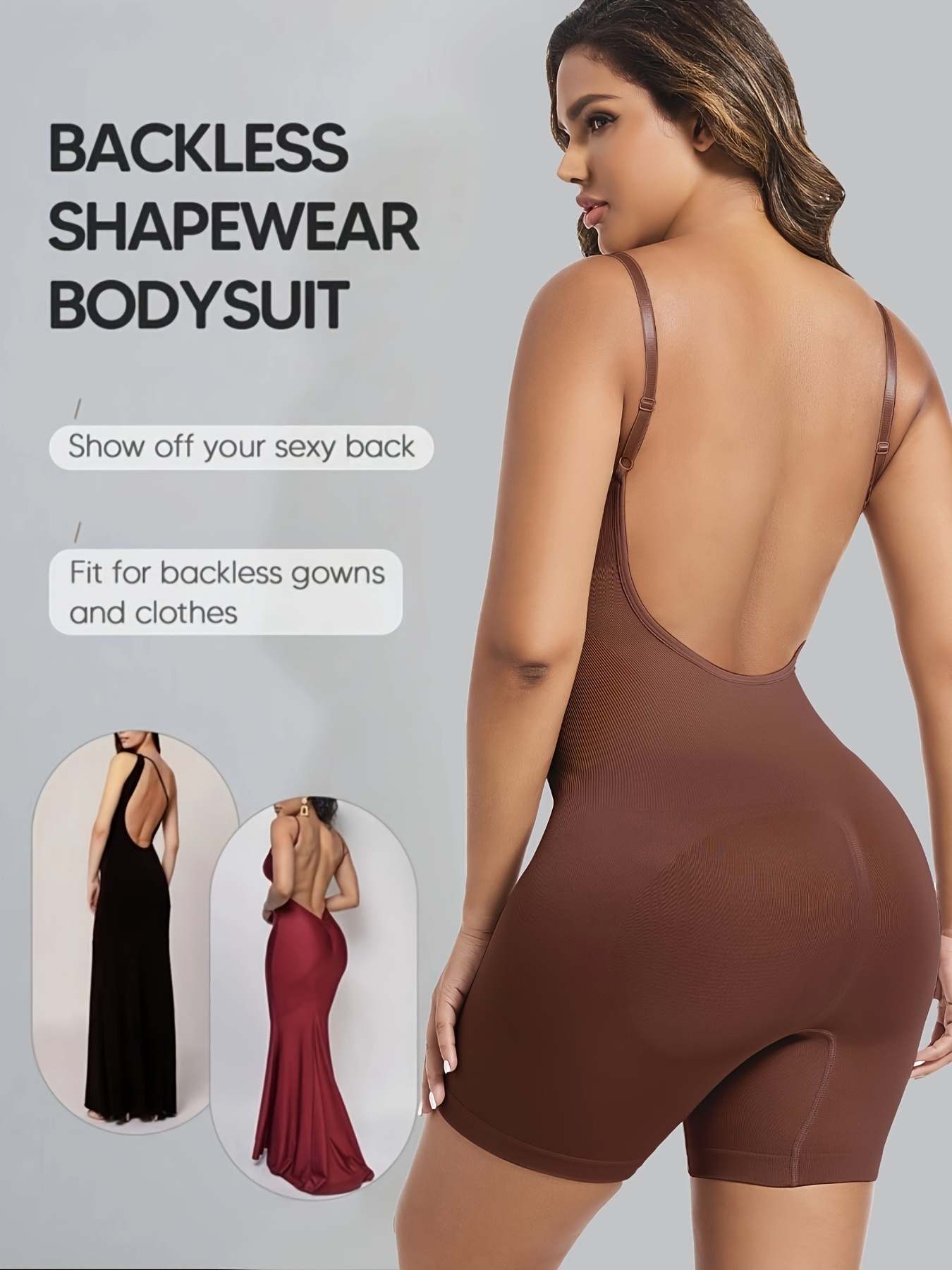 * Backless Shaping Romper, Simple & Soft Tummy Control Slimmer Body Shaper,  Women's Underwear & Shapewear