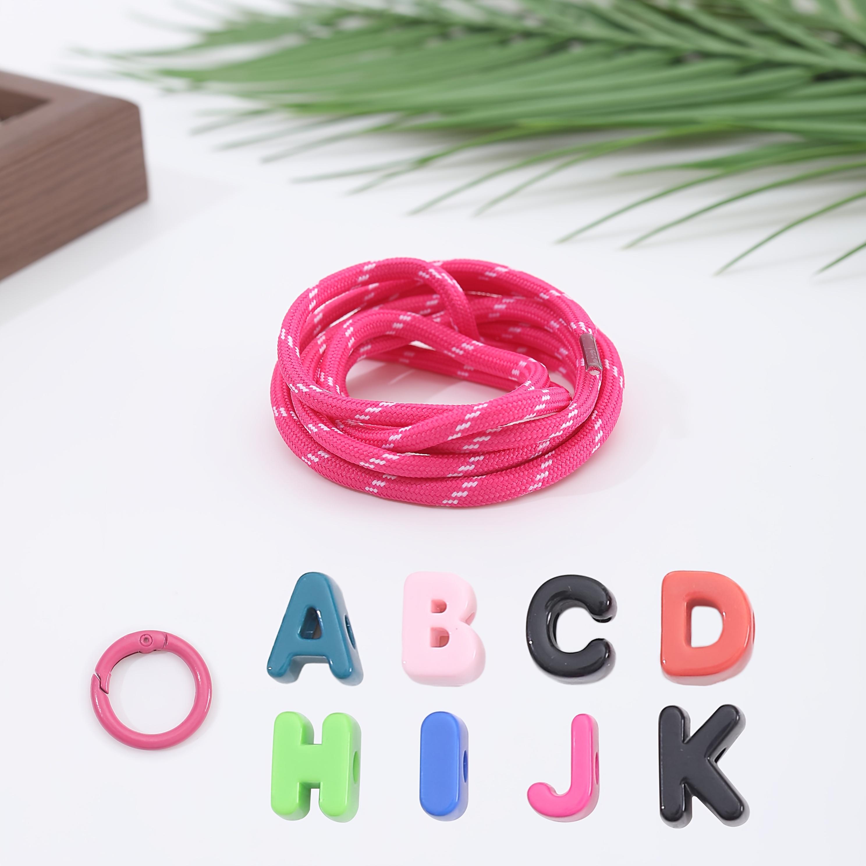 Image of Diy Letter Bead Keychain, Custom Name Braided Charm, Colorful Acrylic Letter Beads Bag Pendant, Handmade Bead Accessories For Backpack & Key Decoration, Tassel Keychain For Gifts & Daily Use
