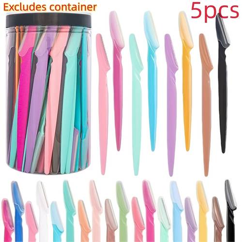 5pcs random colors from 18 colors high quality luxury facial razors made of premium stainless steel with safety protective sheath and it can shape eyebrows and other facial areas suitable for daily use