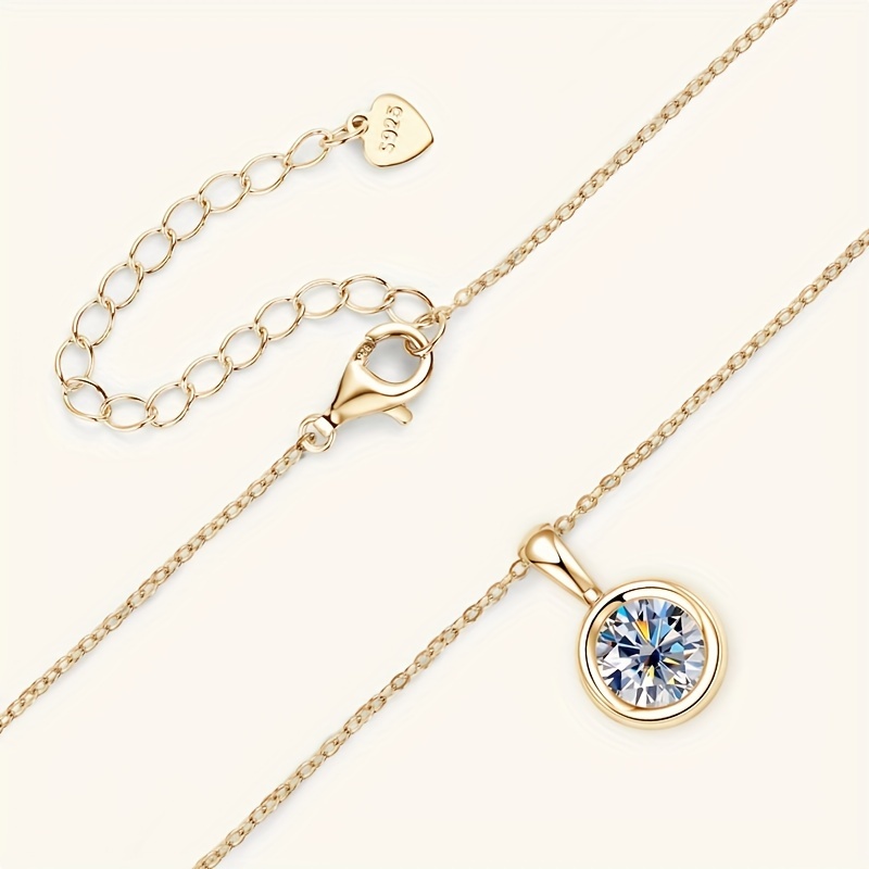 

1ct S925 Moissanite Necklace Women Necklace For 's Day Engagement And -