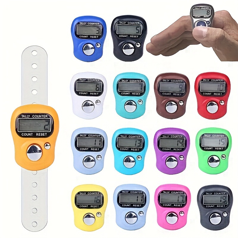 

3-pack Mini Digital Counters, Pvc Material, Uncharged Handheld Finger For Sewing, Knitting - No Battery Needed, Assorted Colors