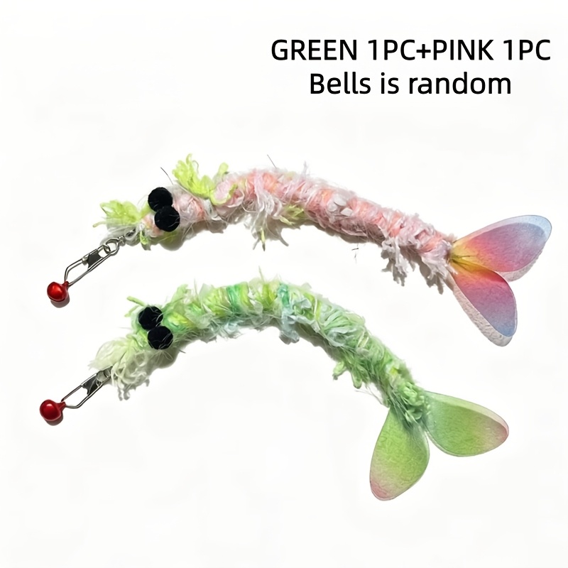 TEMU 1/2pcs Adjustable Flexible Shrimp Cat Wand Refill Replacement Head , Fuzzy Plush Fake Prawn Teaser Attachment, Interactive Kitten Exercise Toy