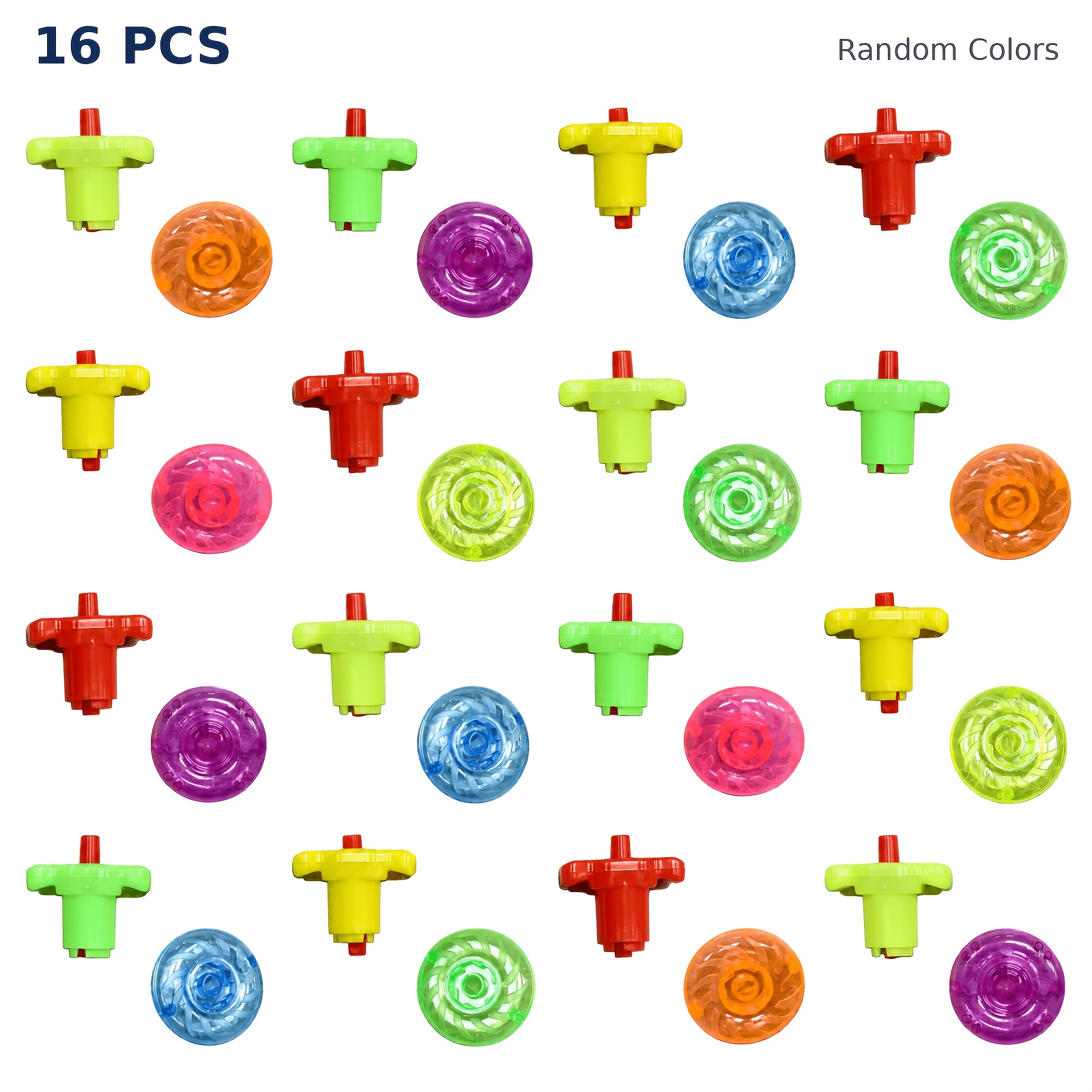 TEMU 16 Mini Trompos Giratorios con Lanzadores, Botón de , Colores Aleatorios, No Requiere Baterías, Recuerdos para Fiestas de , Rellenos para Bolsas