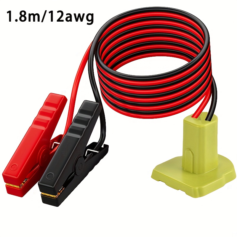 TEMU Cheeyyiie 5.95ft 12awg Jumper Cables With Adapter For Ryobi, Wire Cable, 18v Battery Jumper Starter For Mid-size Cars Light Trucks Car Jump