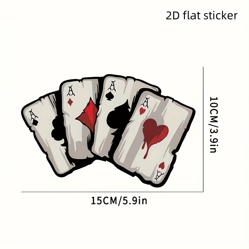 Image of Playing Cards Vinyl Sticker Decal - Creative Cartoon Design With , Hearts, Clubs, And Diamonds For Motorcycles, Cars, And More - Durable Self-adhesive, Multi-surface Compatibility, Card Stickers