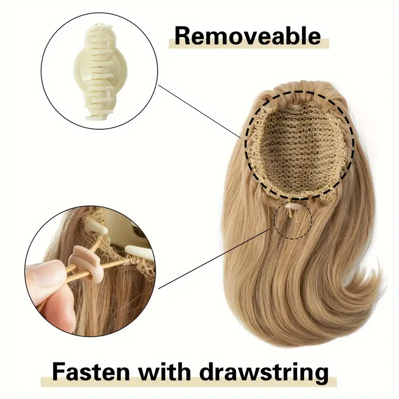 14inch long curly ponytail clip in hair extensions pony tail hairpiece for women hair accessories synthetic hair details 4