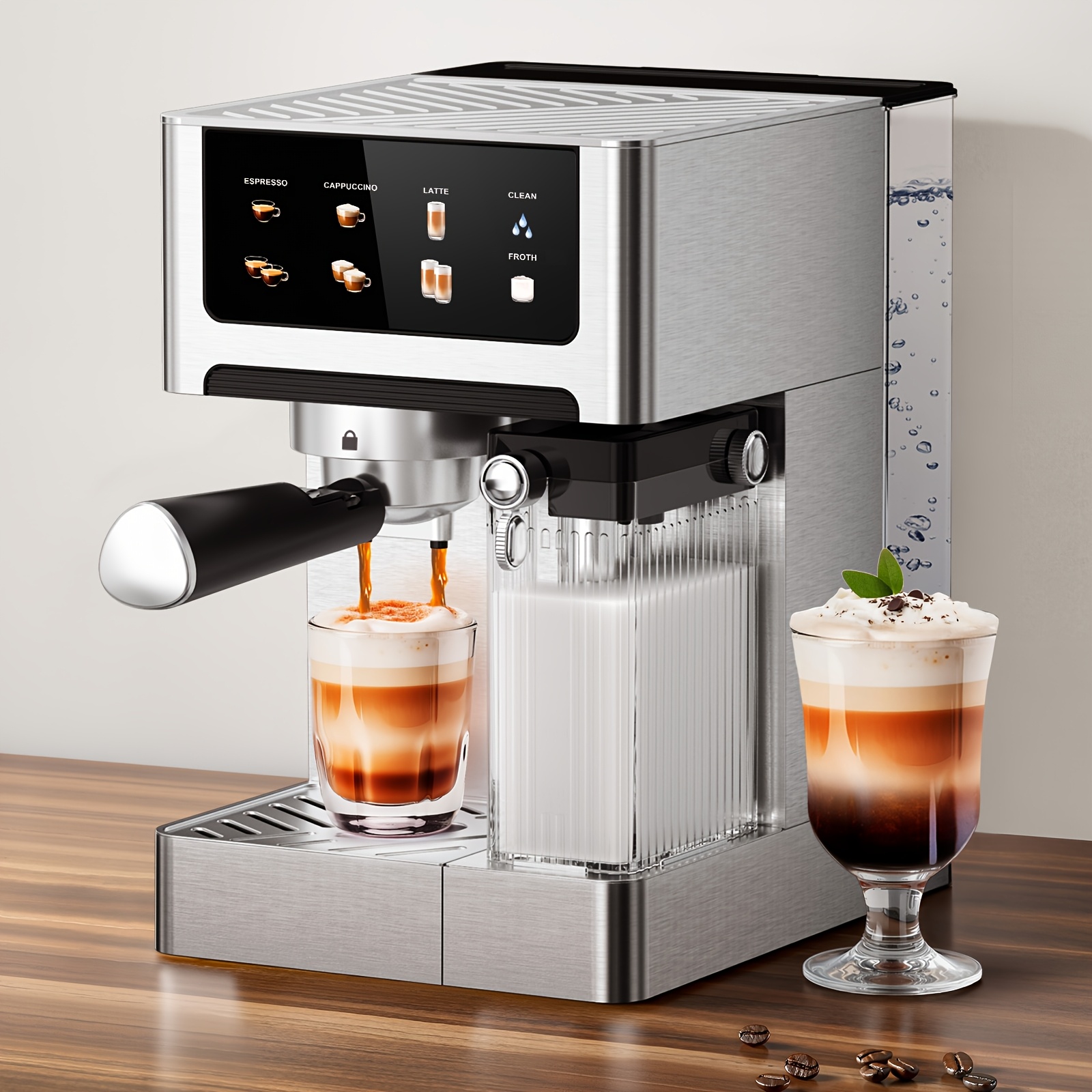 20 Bar 3-in-1 Espresso Machine, Touch Control, Auto Milk Frother, Stainless Steel Housing, Self- For Home