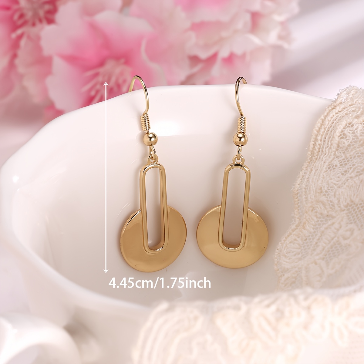Women's Classic Copper Earrings with Synthetic Zirconia Inlay