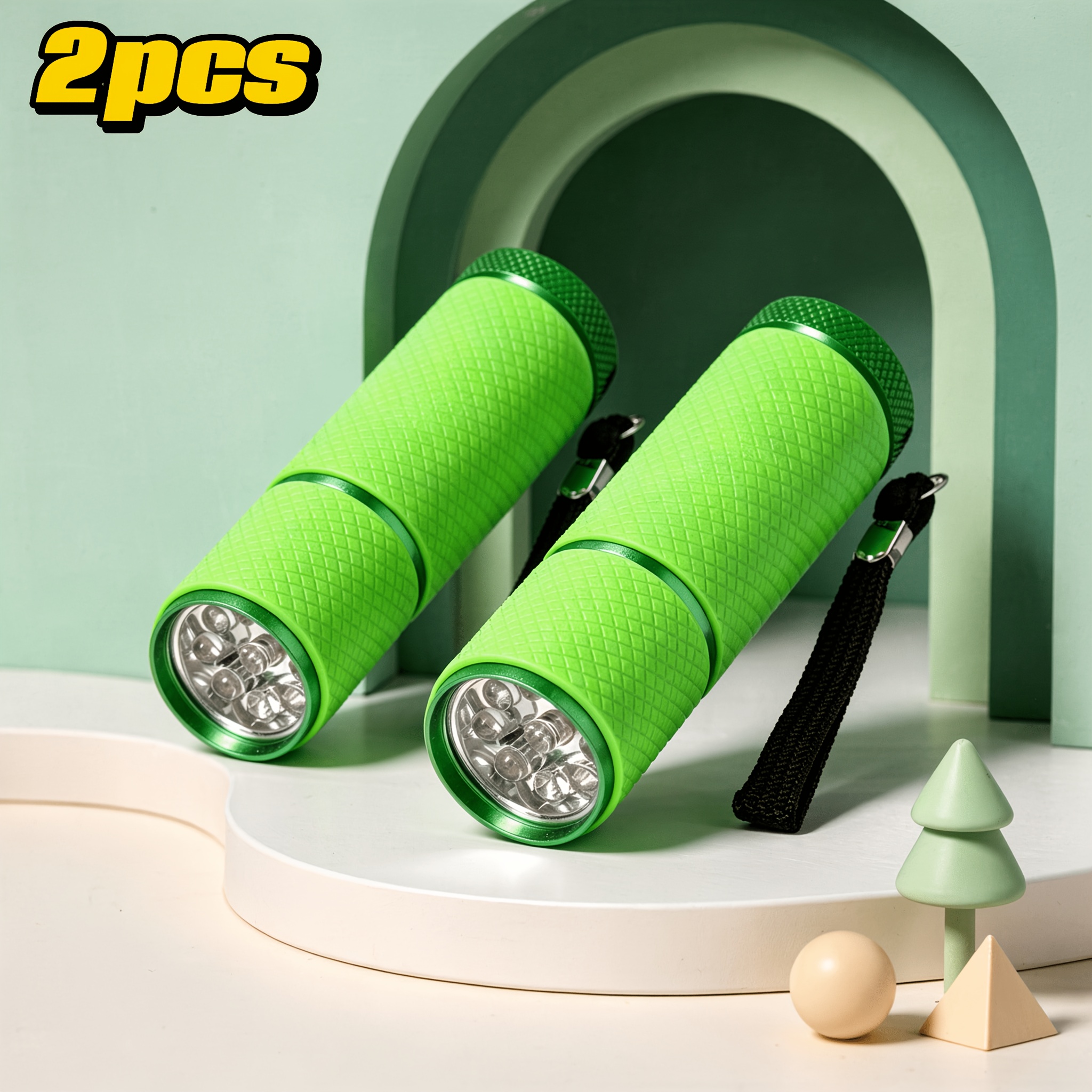 TEMU PHFRQ 2 pezzi Mini Torcia LED Macaron Super Luminosa Texture Antiscivolo Design con Cordino Portatile Luminosit� 9 LED Perline Illuminazione a