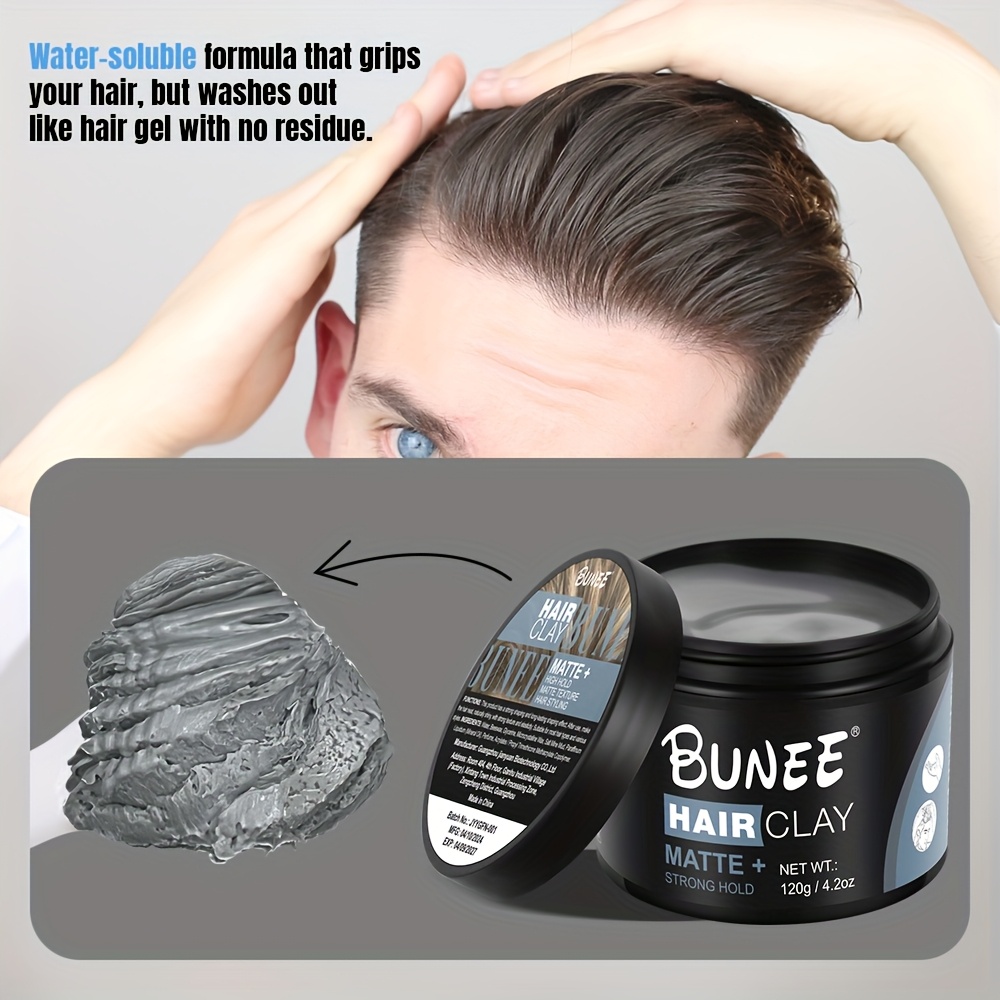 BUNEE Pâte à Cheveux Mat pour Hommes - Tenue Forte, Formule Hydrosoluble, Stylage Longue Durée, Sans Écailles/Résidus, Facilement Lavable, Tous Types de Cheveux, 4.2oz Le Cadeau Idéal pour la Fête des Papas