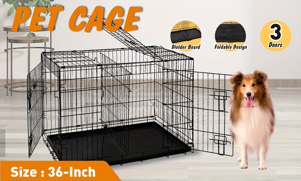 vaka pet 36 inch dog crate divider foldable metal cage Temu