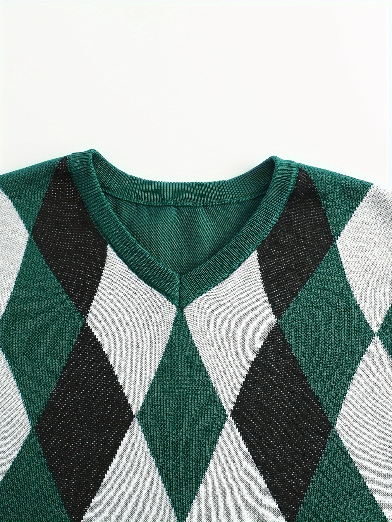 heren argyle grafische print gebreide mouwloze trui, casual v-hals vest voor buitenactiviteiten 2